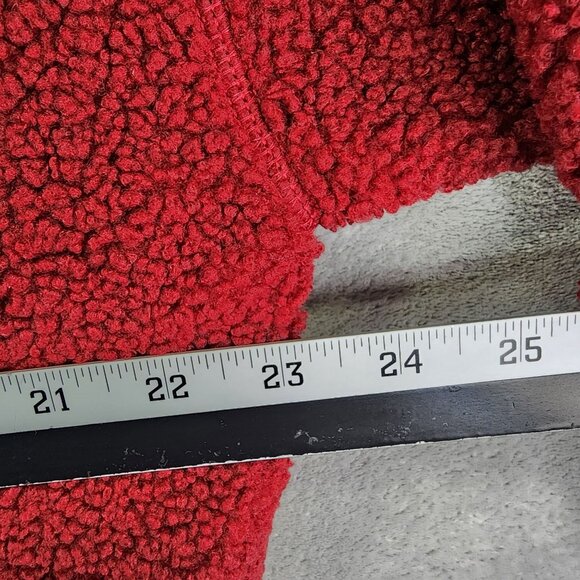 Womens Red American Eagle Sherpa Crop Sweater Crew Neck Long Sleeve Size S - Picture 9 of 11